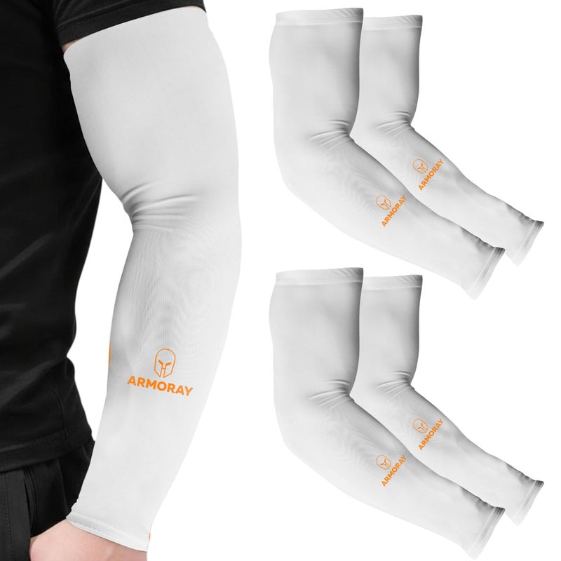 ARMORAY Arm Sleeves - Tattoo Cover Up & UV Protection - Unisex Adults - White - One Size Fits Most - Image 1